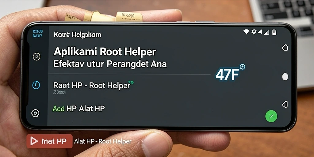 Tampilan antarmuka aplikasi Root Helper 47F yang modern dan user-friendly.