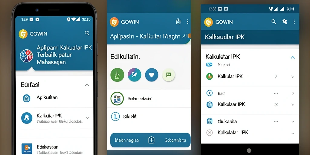 Tampilan antarmuka aplikasi GOWIN dengan fungsi Kalkulator IPK.