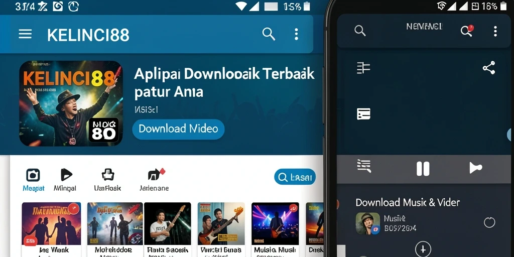 Antarmuka aplikasi KELINCI88 untuk Download Musik yang mudah digunakan.