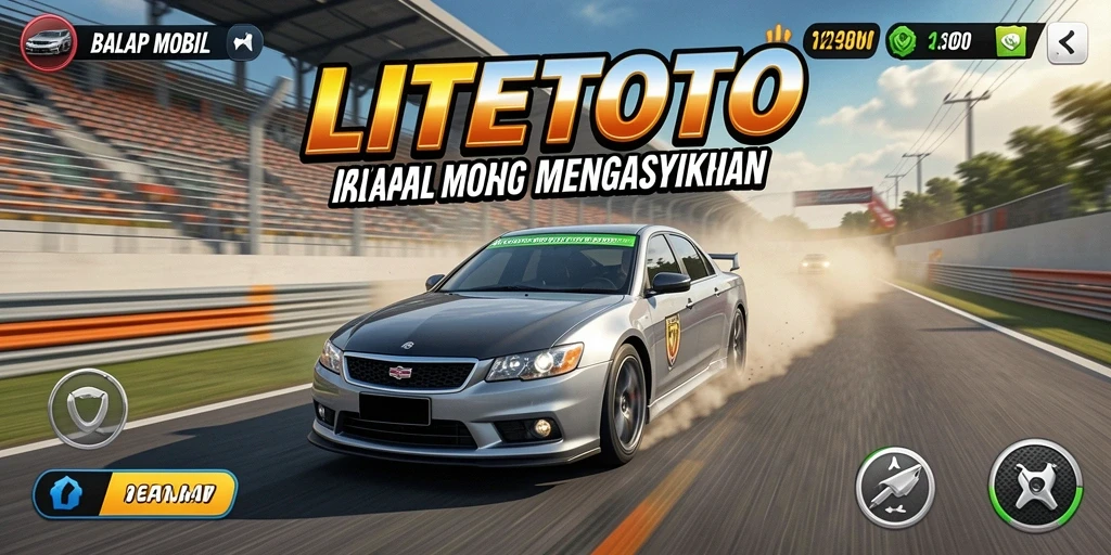 Tampilan antarmuka LITETOTO saat balapan mobil di trek.