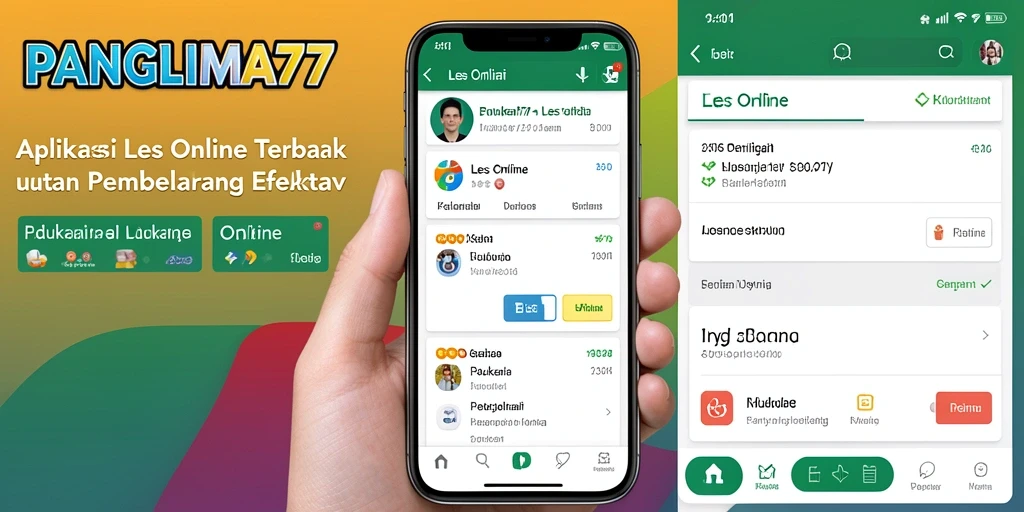 Tampilan antarmuka pengguna aplikasi PANGLIMA77 untuk Les Online.