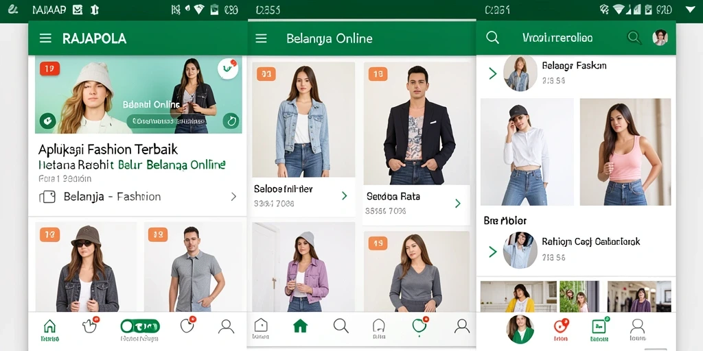 Tampilan antarmuka aplikasi fashion RAJAPOLA yang modern dan mudah digunakan.