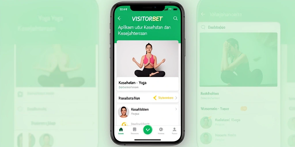 Antarmuka aplikasi VISITORBET menampilkan sesi yoga yang menarik.